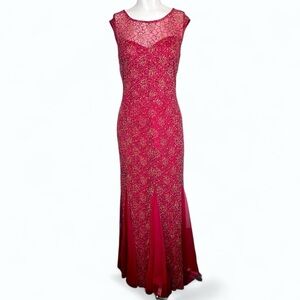 Vintage Candalite Red with Gold and Silver Glitter Floral Dress
